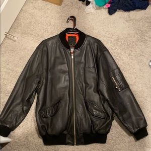 Sean John Leather Bomber Jacket